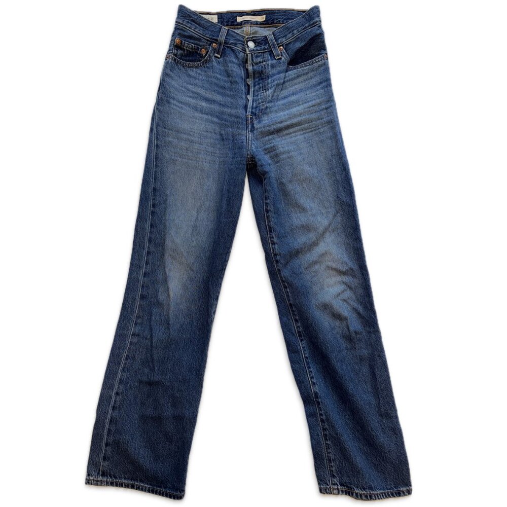 Levi's women's Ribcage straight ankle jeans 24x29 (26" waist) dark wash Noe Fog - Picture 5 of 7
